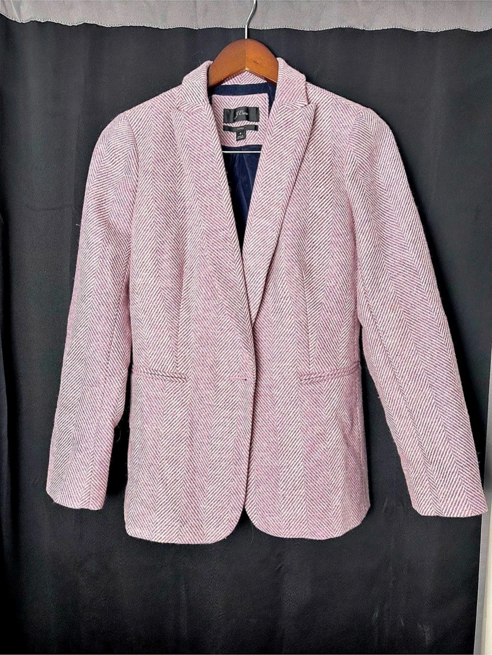 J.Crew Parke Blazer in Herringbone Tweed Herringbone Tweed Pink & White Size 4